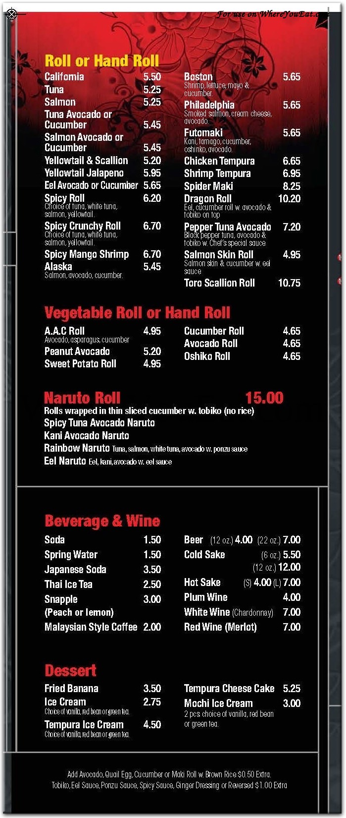 menu